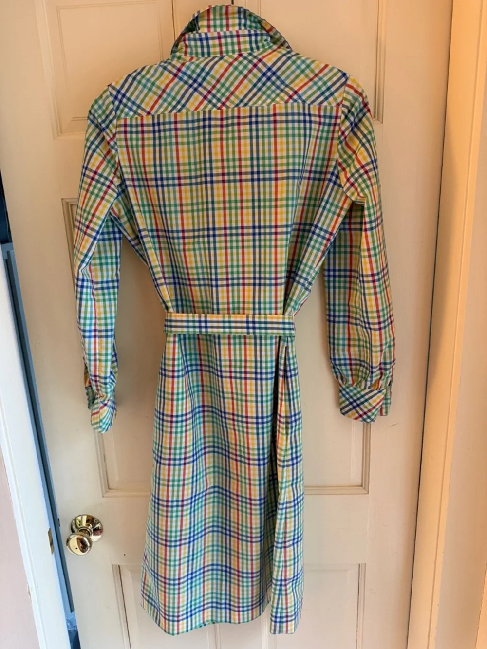 Colorful Multi-Check Button-Down Shirt Dress - Picture 5 of 5